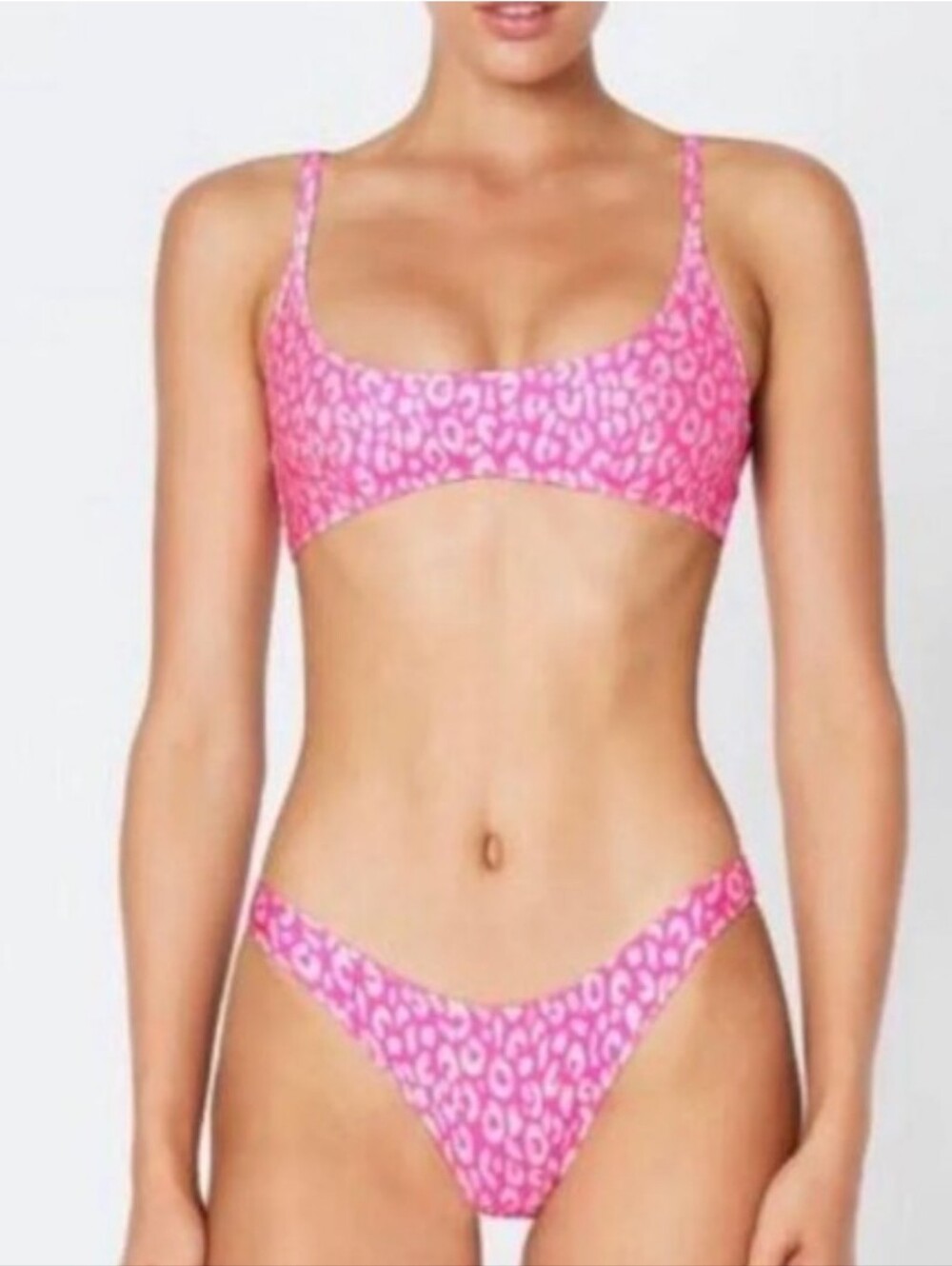 New!SET Triangle Maci Pink  Leopard Print Bikini Set - Picture 2 of 15